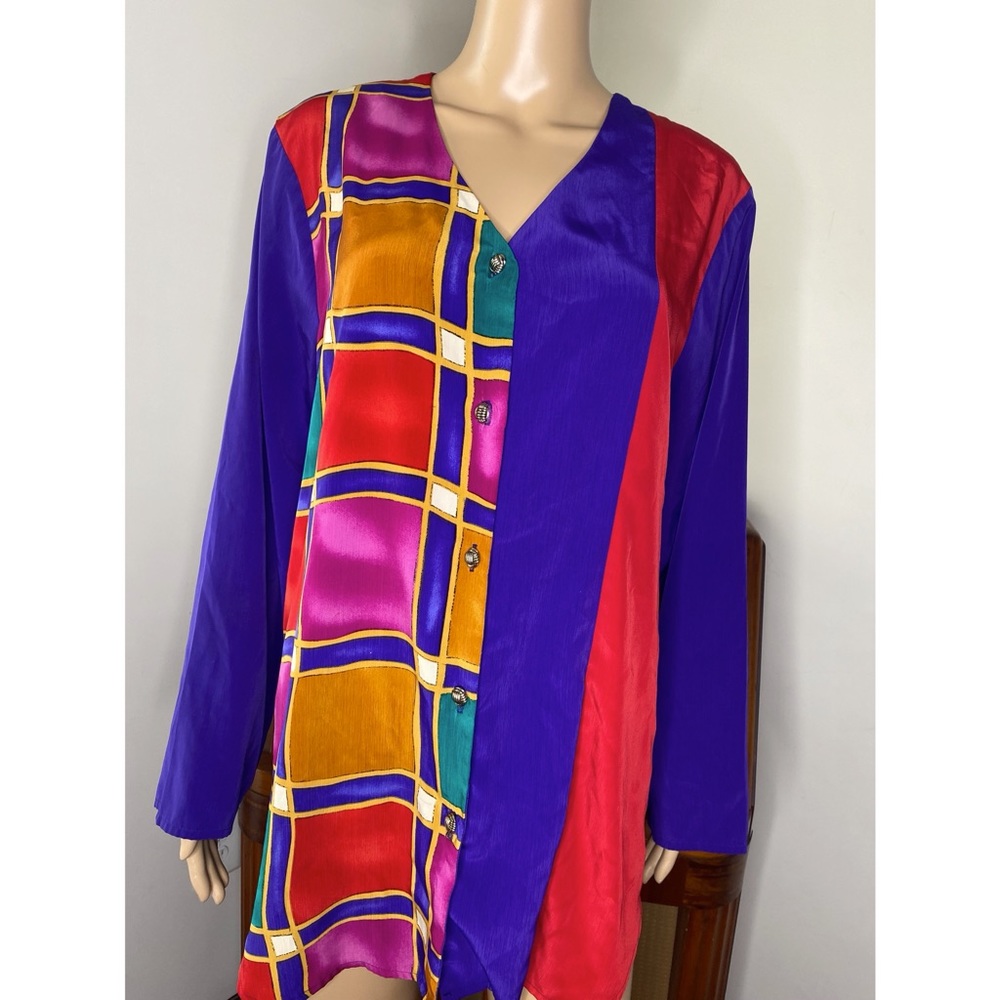 Large Vintage Colorblock Maggie Sweet Blouse.